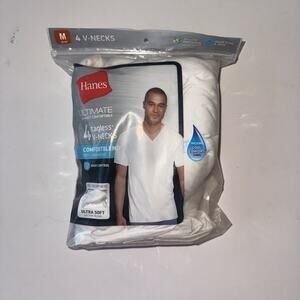Hanes 5 Tagless Big Man V-necks, White, Size 2X (50-52")